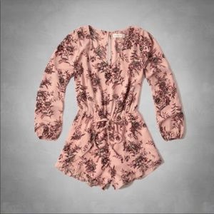 Abercrombie & Fitch Pink Floral Long Sleeve Romper